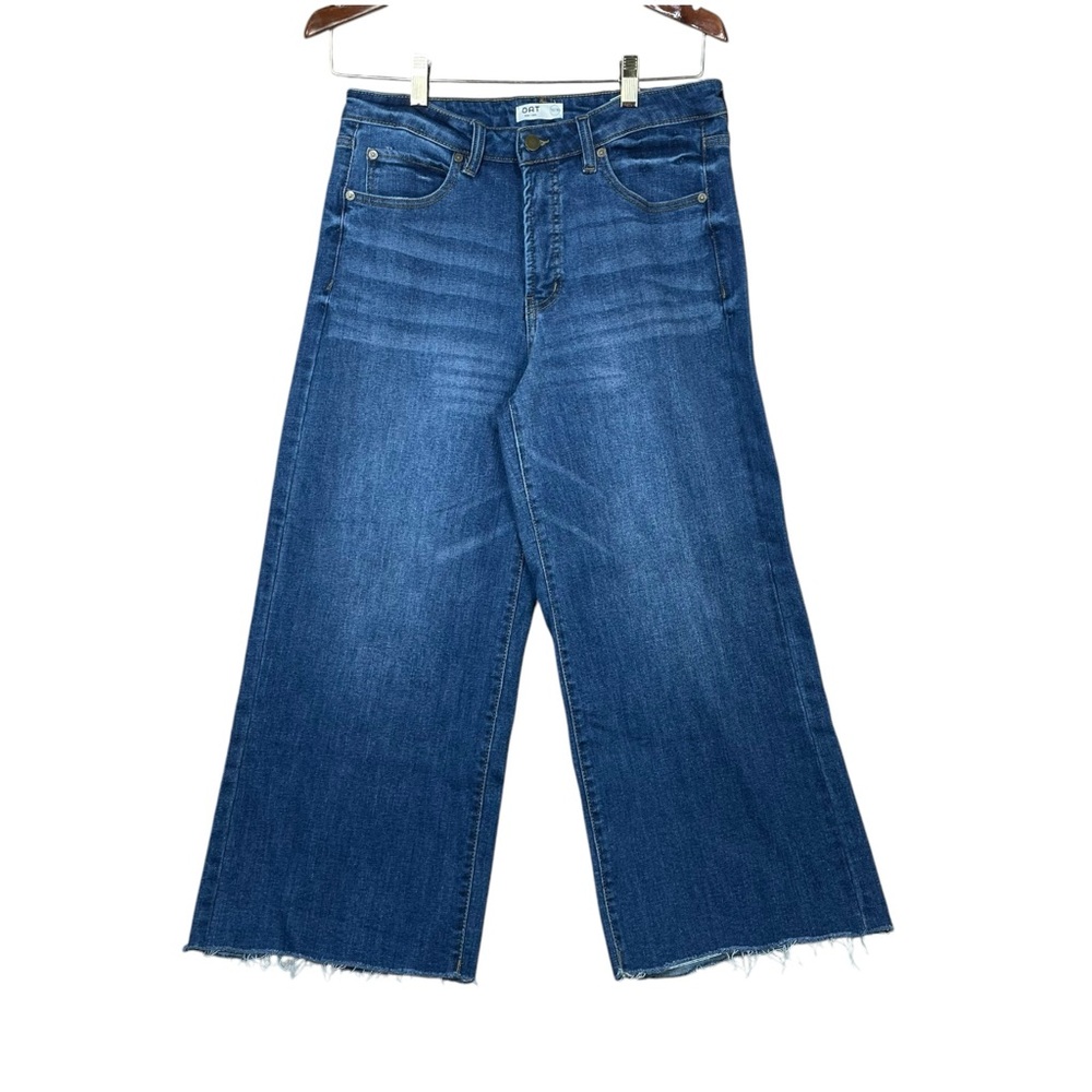 Oat New York Jeans High Rise Wide Leg Raw Hem Medium Wash Women Size 30(31x34)